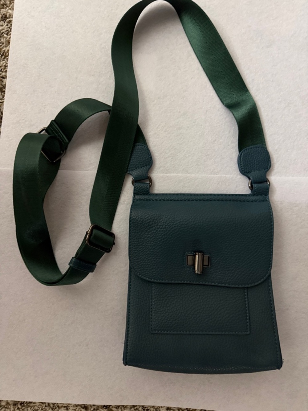Chico's Teal Crossbody Bag with Dark Green Strap
